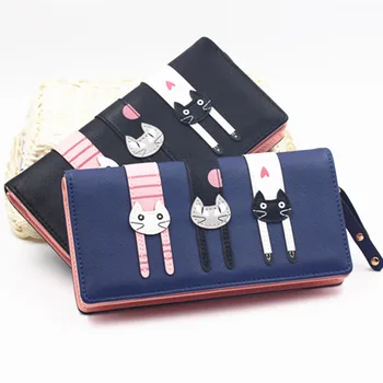 

Fashion Cute Wallet Mobile Phone Wallet Female Long Zip Fastener Cartoon Three Cats Fashion Women's Wallet Hand Bag