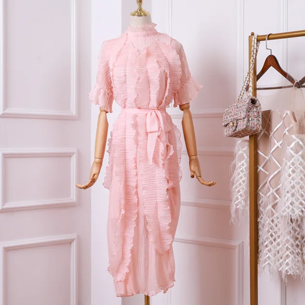 

Dresses Women 2019 Spring Ummer New Temperament Celebrity Wind Loose Pleated Dress Girls Ladies Maxi Long Dress Holiday Clothes