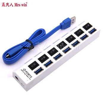 

EU Portable USB Hub High Speed Mini USB 3.0 Hub 4 Ports 5Gbps Hubusb With On/Off Switch USB Splitter Adapter Cable For PC Laptop