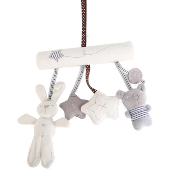 

Soft Rabbit Rattles Stroller Accessories Baby Crib Rattles Plush Toys Pram Rattle Hanging Stroller Newborn Pendant Bell Bunny