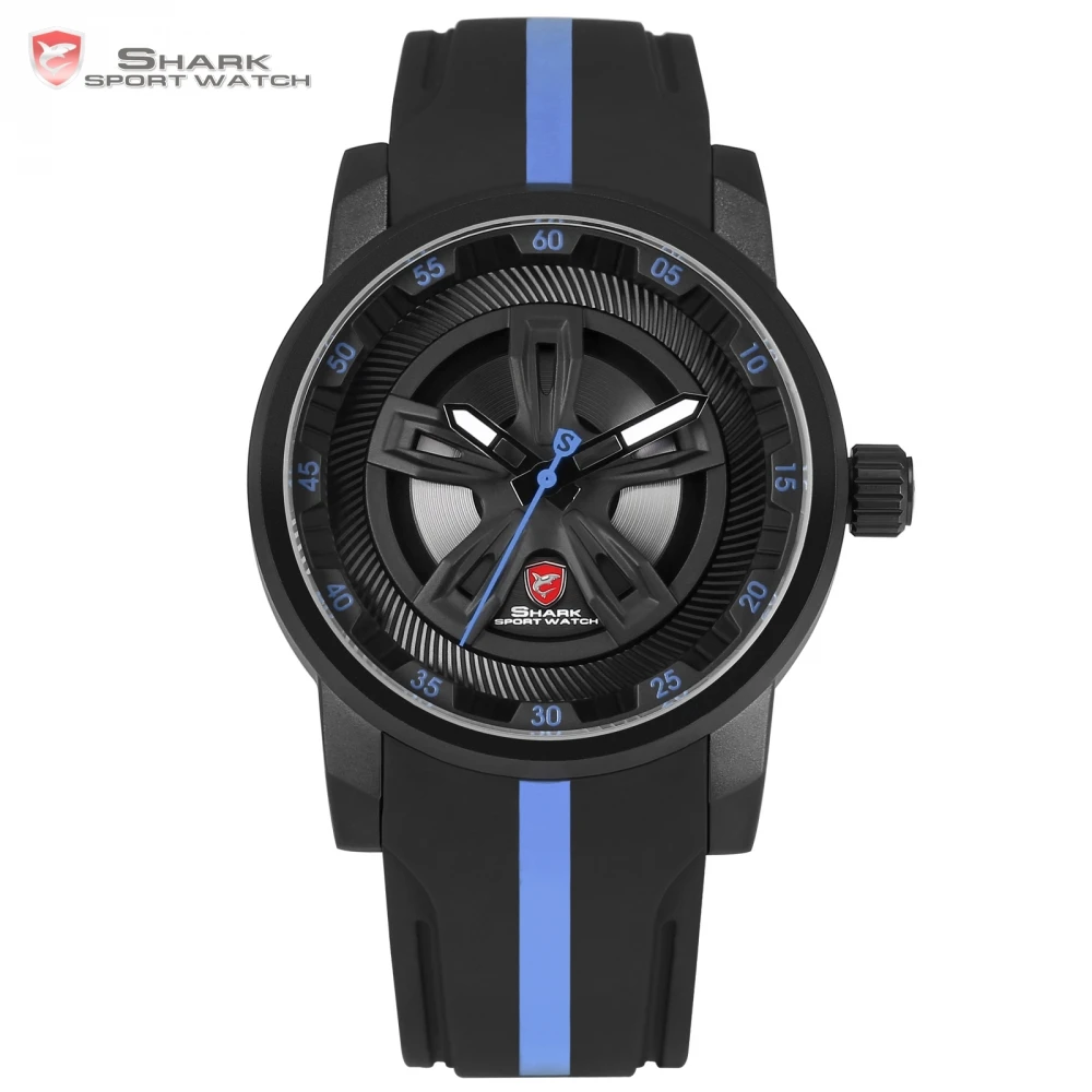 Спортивные часы thresser SHARK крутые спортивные с гоночным слоем синие 3d циферблатом и