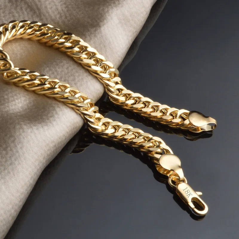 SMTCAT браслет-цепочка для мужчин, панцирная кубинская цепочка, мужской золотой браслет, модное Золотое ювелирное изделие, 8 мм, 8 дюймов, новинка, Pulseiras