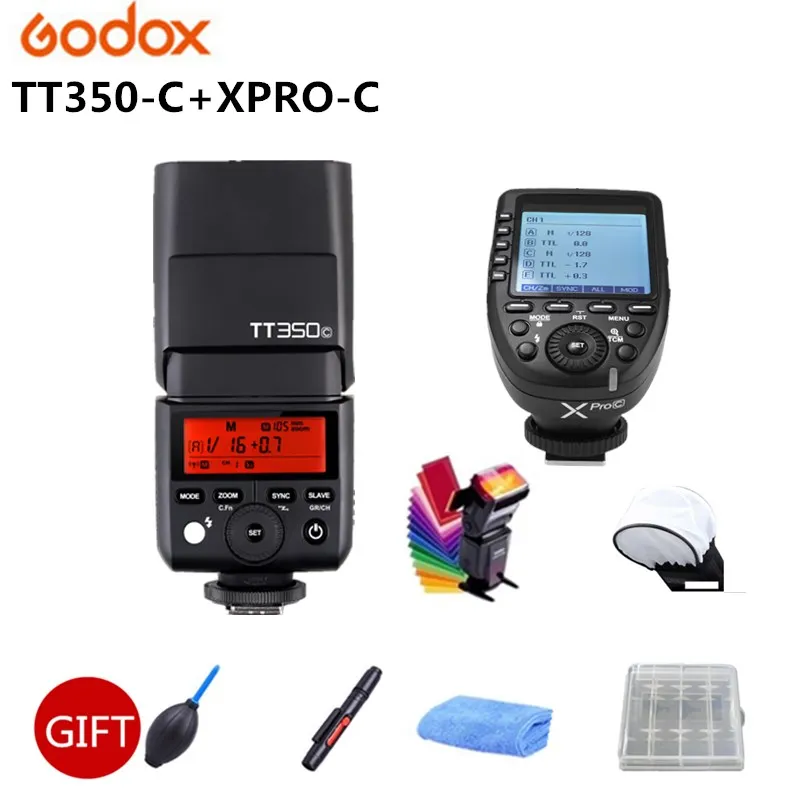Оригинальная вспышка GODOX TT350C 2 4G HSS GN36 TTL Mini Flash Speedlite + XPRO-C для Canon EOS 800D 650D 600D 750D 77D M5 M3 |