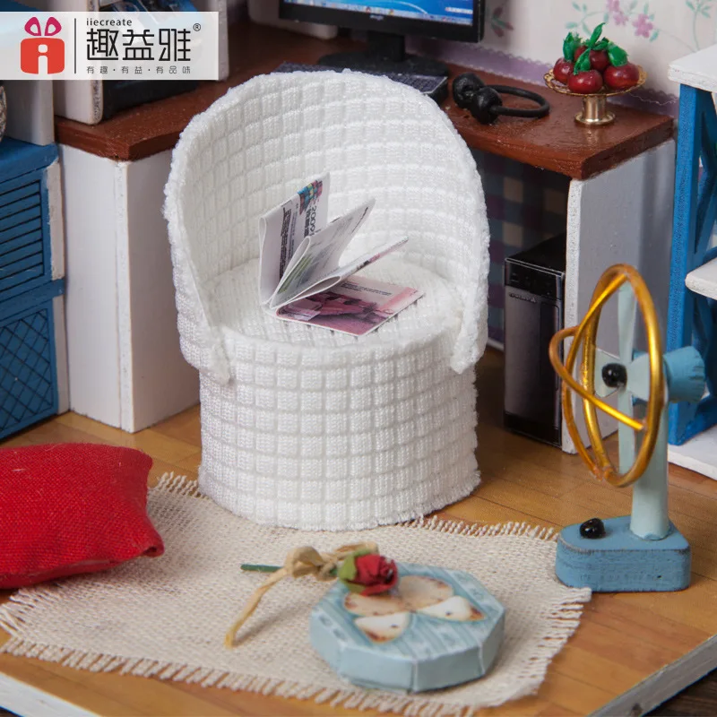 Детская деревянная игрушка DIY Миниатюрные домики для учебы мини кукольный домик мебель украшение-кукла дом развивающие игрушки для детей Подарки