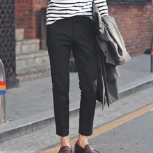 Новинка года; сезон весна-лето; черные мужские повседневные узкие брюки; брюки длиной до щиколотки для подростков; узкие брюки из Харлана 28-34