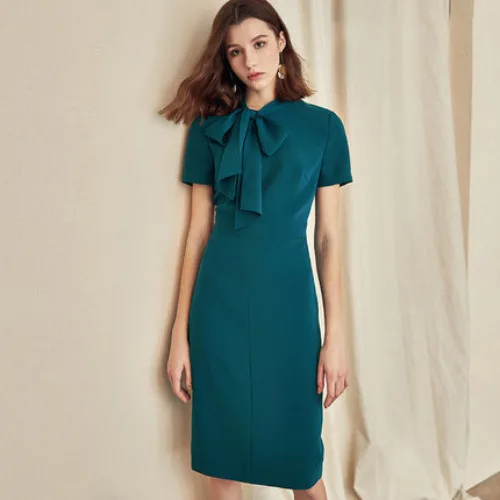 

Elegant Dress For Women Office Ladies Summer Fashion Korean Slim Bodycon 2020 Plus Size Blue Black Midi Party Dresses Vestidos
