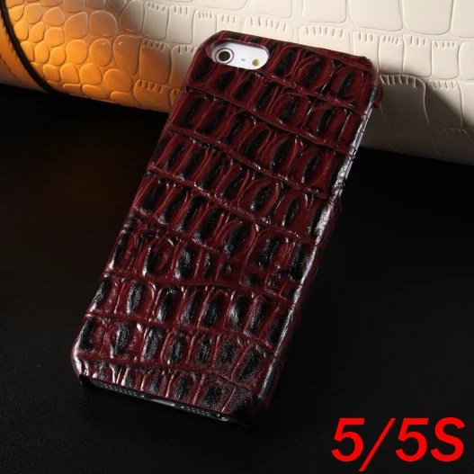 

New For iphone 5s Pure Genuine Real Natural Cowhide Cow Skin Leather Luxury Crocodile Grain Best Phone Cover Case For iphone 5