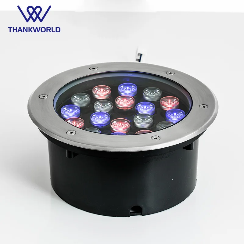 RGB светодиодная подземная лампа AC85 265V Наружное освещение IP67 18W похороненные лампы
