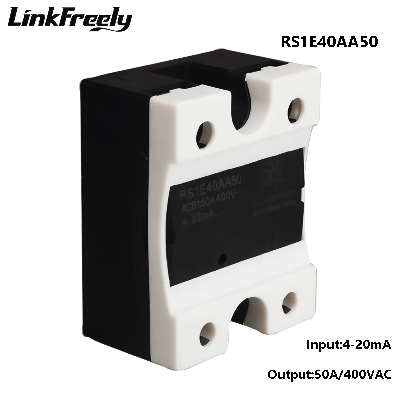 

RS1E40AA50 5pcs AC Solid State Relay,50A 42-440VAC Output Input:4-20mA,Voltage Adjustment Soft Starting SSR Relay Switch Board
