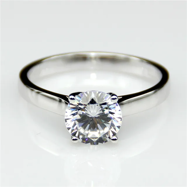 Lasamero Clic Solitaire 1ct Round Moissanites Lab Grown Diamond Lasamero Clic Solitaire 1ct Round Moissanites Lab Grown Diamond Wide Band 9k White Gold Engagement Wedding