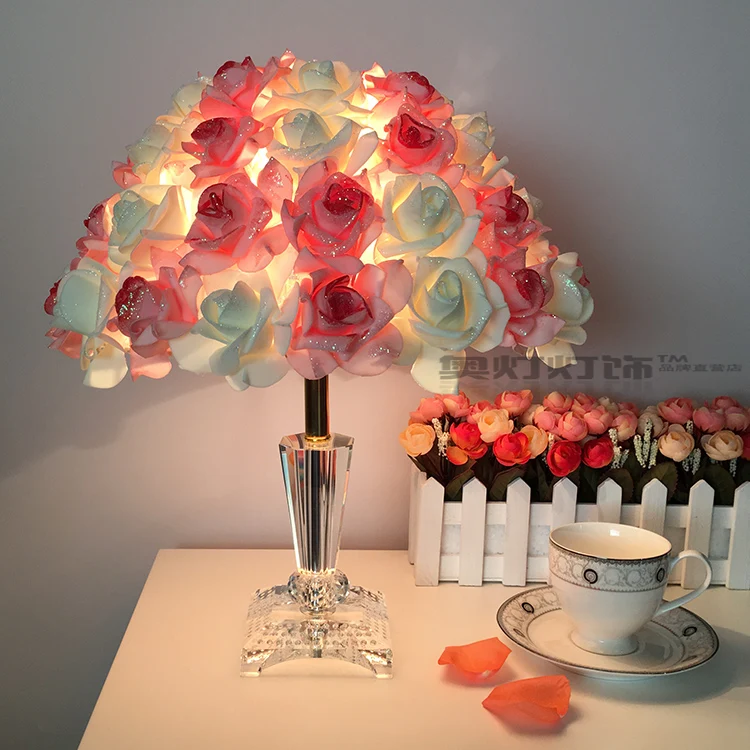 rose wedding gift Table lamp Crystal lamp bedroom bedside lamp
