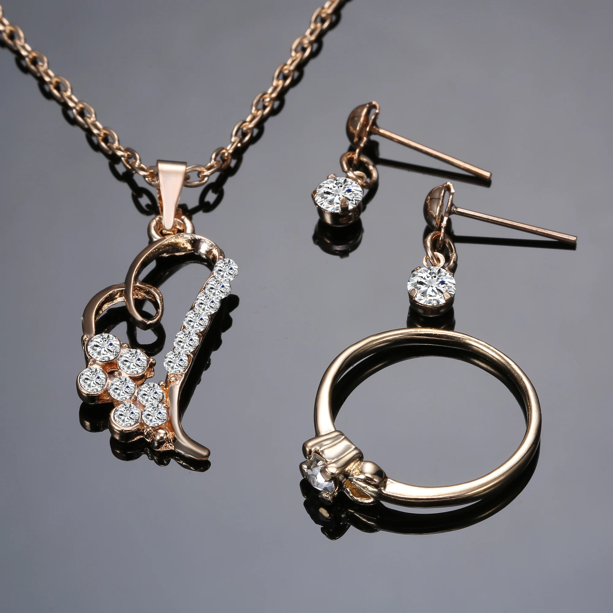 Женский ювелирный комплект из колье серёг и кольца|jewelry sets|earrings ring setset for women |