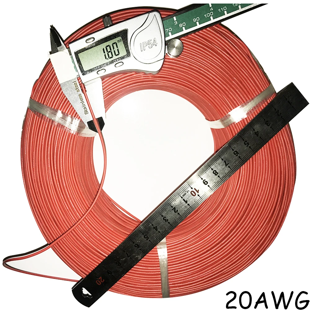 2 метра гибкий силиконовый провод кабель 20AWG Высокая температура Макс 200 градусов 600 в тестовая линия провода 2 цвета красный черный провод