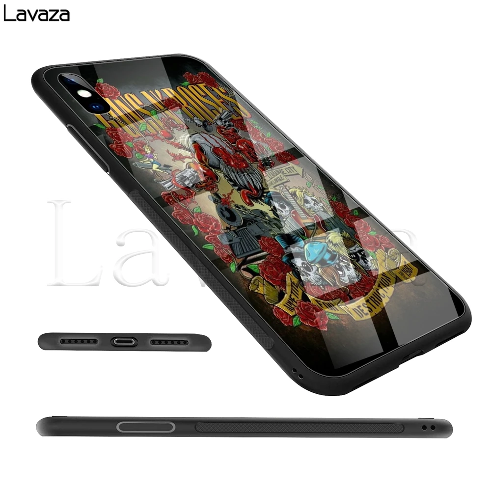 Чехол Lavaza guns N Roses из закаленного стекла TPU для iPhone XS MAX XR X 8 7 6 6S Plus