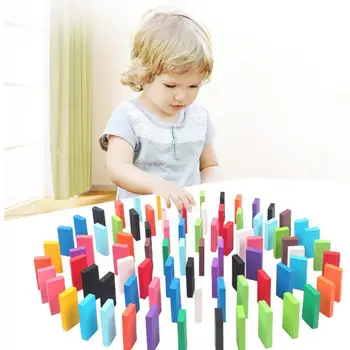 

120Pcs/Set Colorful Dominoes Wooden Blocks Children Early Educational Play Toy