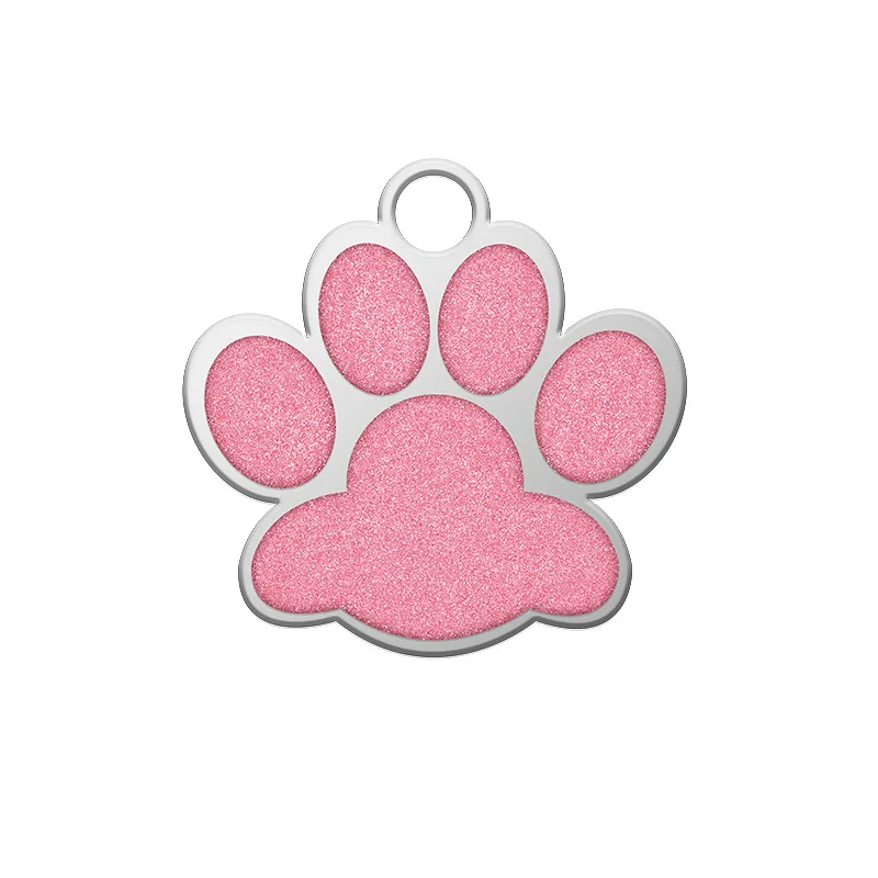 Персонализированные Бирки Для собак на заказ, выгравированный металлический ошейник для маленьких, средних и больших собак, щенков, кошек, идентификационная бирка, ошейник, подвеска, аксессуары для домашних животных - Цвет: Footprint 1 Pink