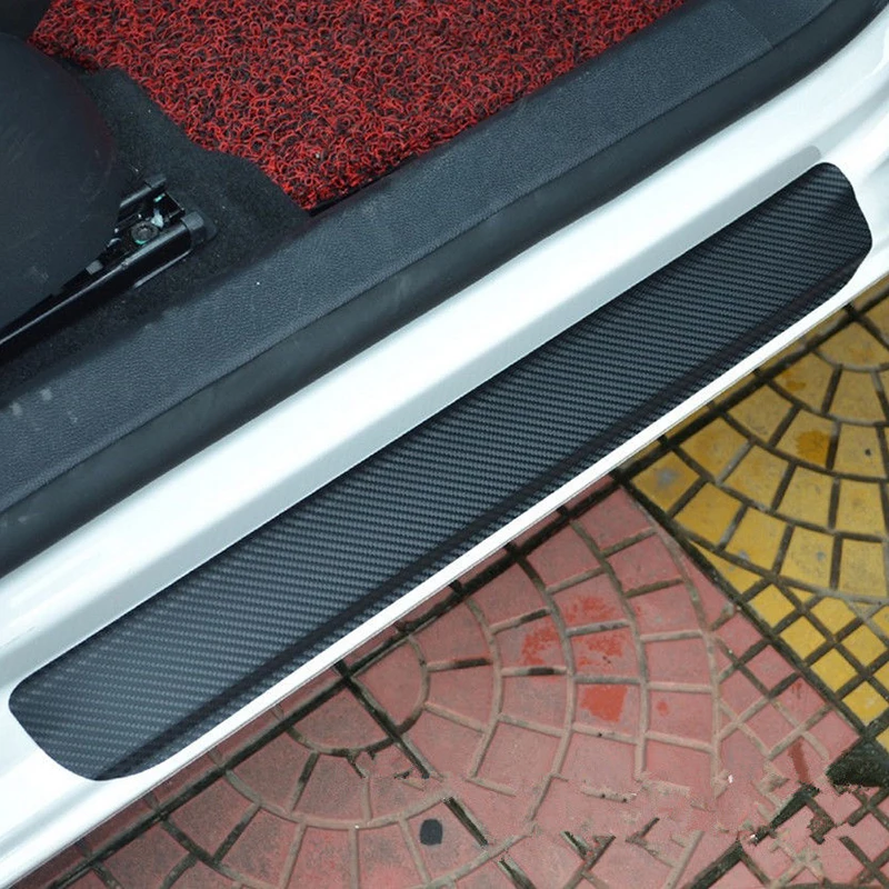 3D Car Sticker Door Sill Protector Car Styling Carbon Fiber Door Plate Scuff Protection Auto Accessories Door Step Scratch Cove 2