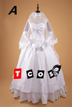 2 colours Fate Zero Saber 10th anniversary party Saber Wedding Dress Halloween Cosplay Costume Woamn Custom-made