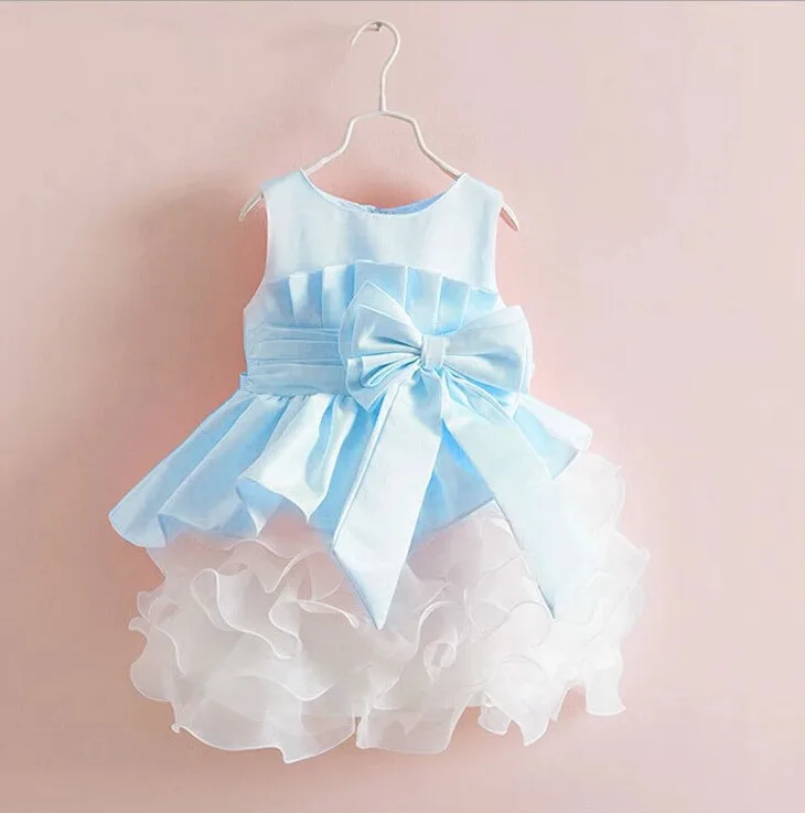 

Retail 2016 Children Girl Princess dress big bow red pink girl kids party dress free shipping  TY-04