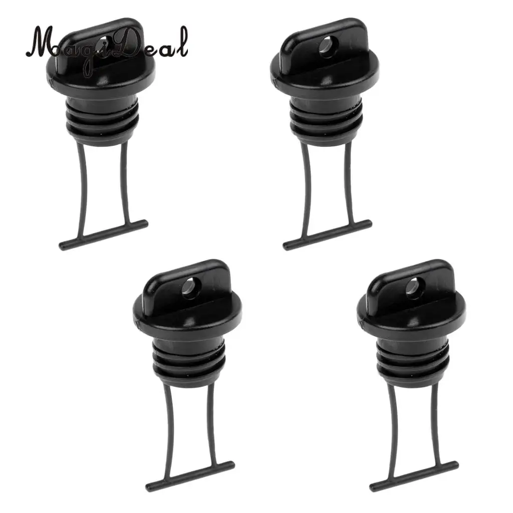 MagiDeal 4 Pieces Black Plastic Hull Drain Plug Universal for Kayaks Canoes Boats
