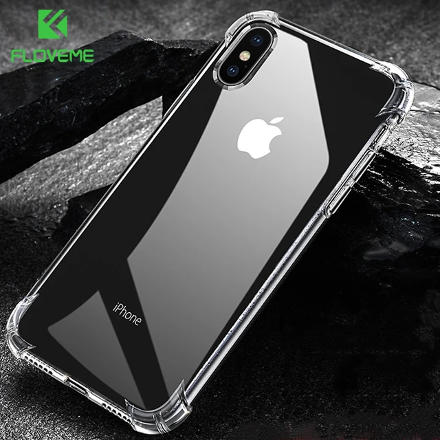 Cheap FLOVEME For iPhone X XS Max Case Shockproof Ultra Thin Transparent Soft Silicone Phone Case For iPhone XS XR Cover Coque Funda  