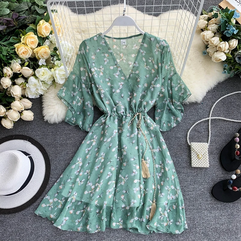 9colors Summer Dress 2019 Korean Fairy French Dress Cool Girl Print V-neck Flare Sleeves Chiffon Plus Size Women Casual Dress
9colors Summer Dress 2019 Korean Fairy French Dress Cool Girl Print V-neck Flare Sleeves Chiffon Plus Size Women Casual Dress