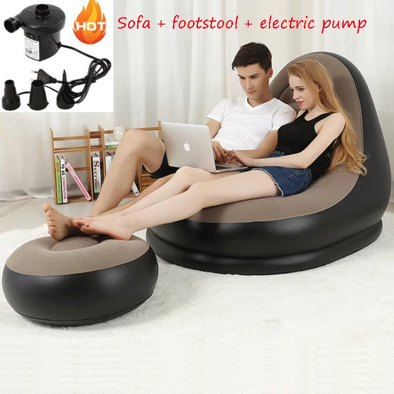 

Lazy sofa inflatable folding recliner single flock sofa set inflatable outdoor sofa studio gift Living Room Comfort Daybed