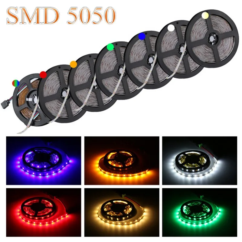 SMD 5050 12 В постоянного тока 60 светодиодов/м 2 м 5 водонепроницаемая гибкая