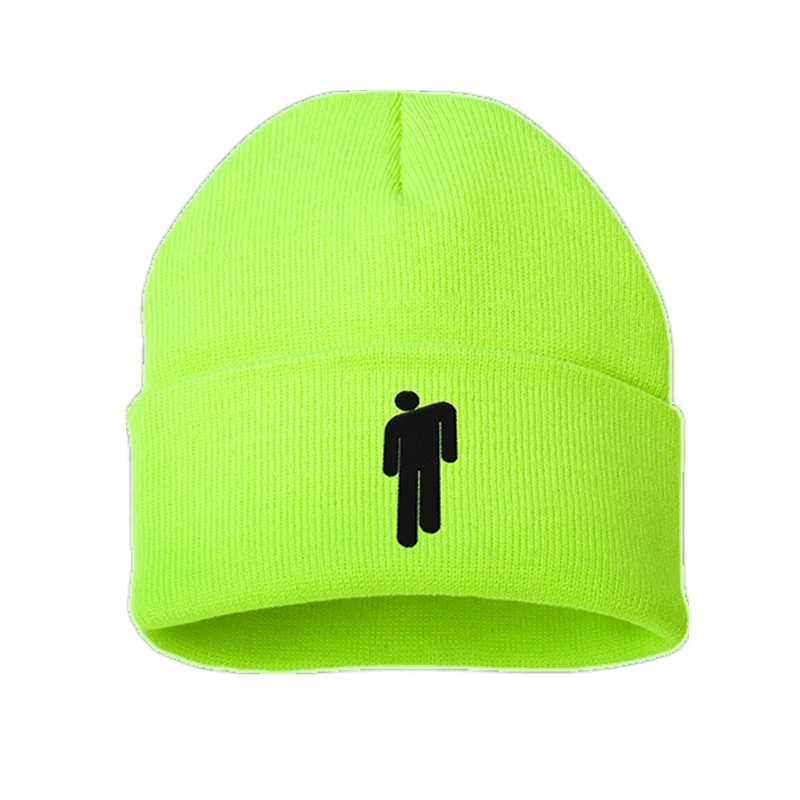 Новинка Billie Eilish Beanie шапка Повседневная зимняя хлопковая шапка для мужчин и женщин Сплошной вязаный берет шапка Прямая поставка - Цвет: Green