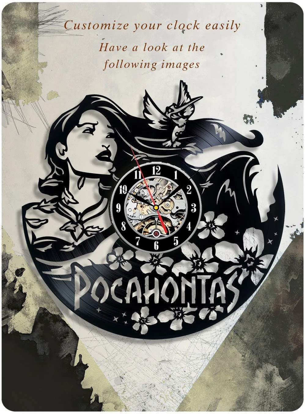 Details about   Pocahontas Vinyl Record Wall Clock Decor Handmade 2619 