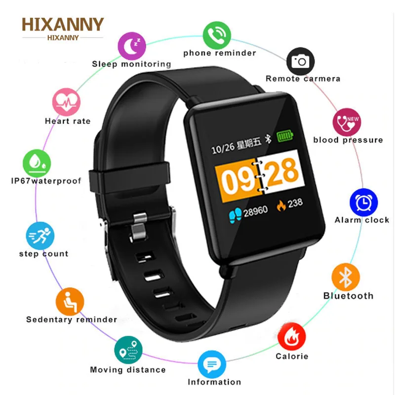 

2019 Smart Watch J10 Heart Rate Blood Pressure Blood Oxygen Monitor Step Mileage Calorie Count Call Information Push Smartwatch