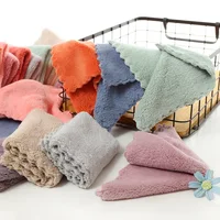 4pcs/set Hand Towels Small 25x25cm Coral Fleece Solid Color Face Towel For Kids Good Water Absorption Dish Towel toalha de banho 5