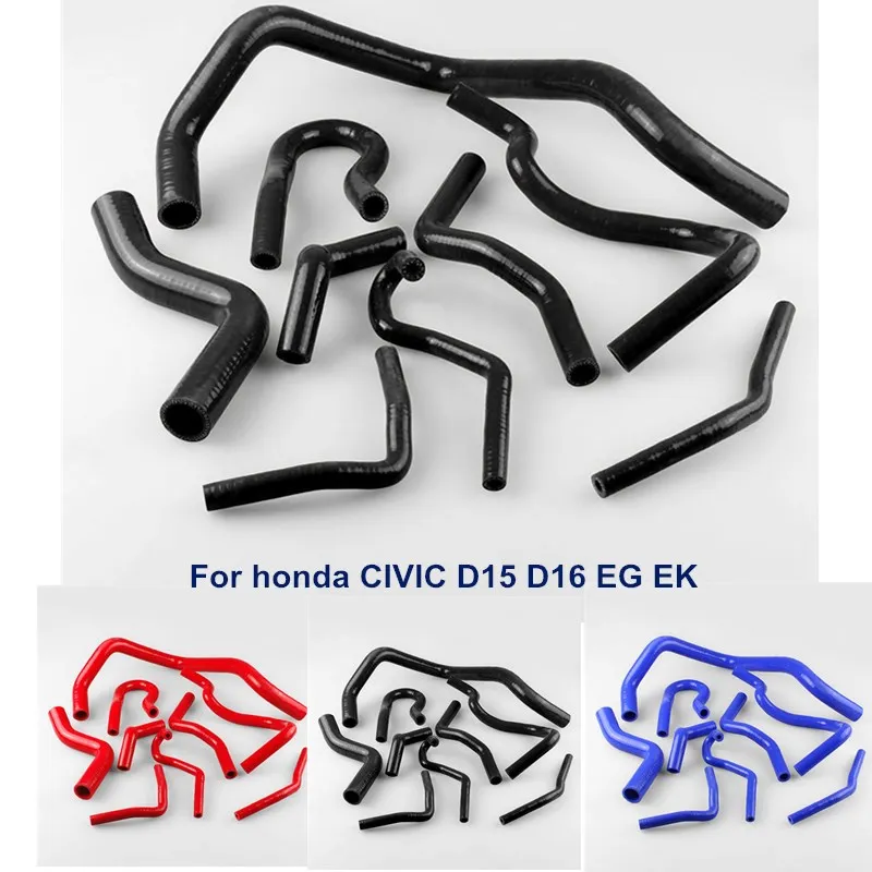 

9pcs/lot Silicone Intercoole Turbo Radiator Intake Hose For honda CIVIC D15 D16 EG EK 1992-2000 OT168+OT181