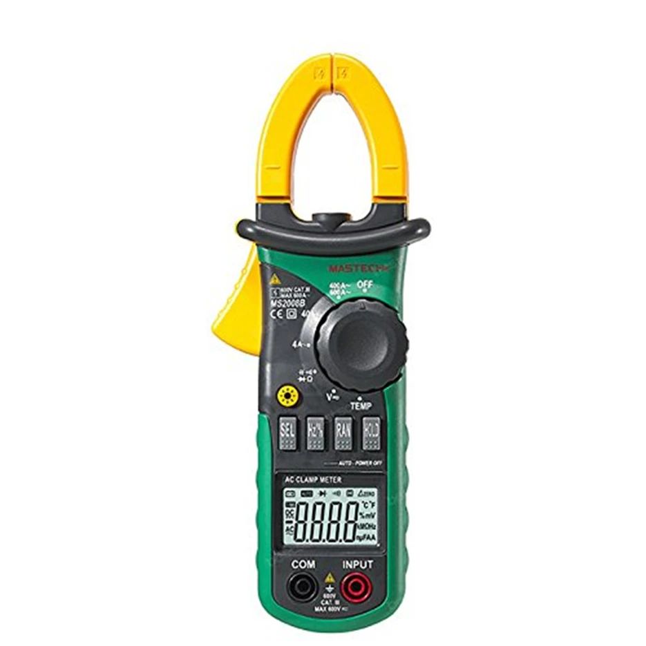 

Original MASTECH MS2008B Auto Manual Range Digital Clamp DC/AC Volt Current Res Cap Temp Freq Meter Free shiping