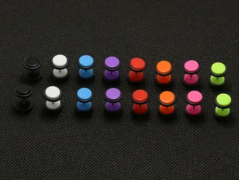 

Wholesale Body Jewelry Pierceing Fashion 80PCS Solid Mix 8 Colors Acrylic Fake Cheater Ear Plugs Gauge 8mm Illusion Earrings