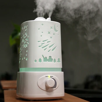 

1.5L Double Nozzle 360 Degree Adjustable Ultrasonic Air Humidifier Carved Large Mist Home Use 7 Color Lights Aroma Humidifiers
