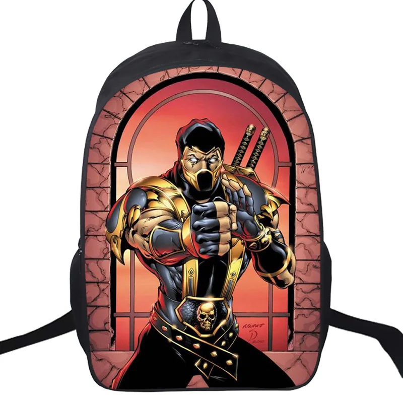 Скорпион в Mortal Kombat X Mask школьные сумки 16 дюймов для студентов мальчиков девочек Школьный рюкзак детский дорожный рюкзак подарок - Цвет: 13