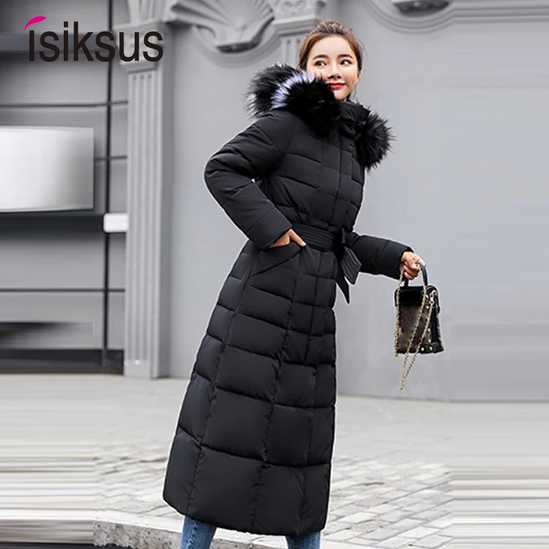 Теплые куртки женские зимние большие размеры Длинные стеганые черные с капюшоном длинные пальто парки для корейской одежды осень и зима