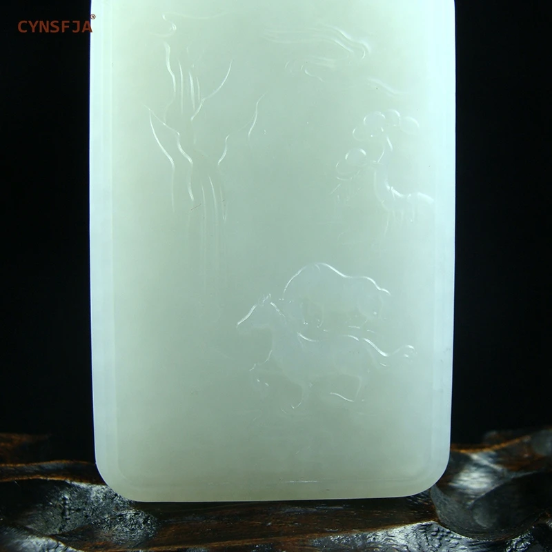 CYNSFJA Real Rare Certified Hetian Jade Men's Amulets Charms Horse Jade Pendant Sugar White Hand Carved High Quality Best Gifts