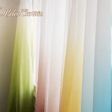 Helen Curtain Modern Gradient Solid Tulle Curtains For Living Room Blue Tulle Curtain Grommet Kitchen Curtains Window Treatment