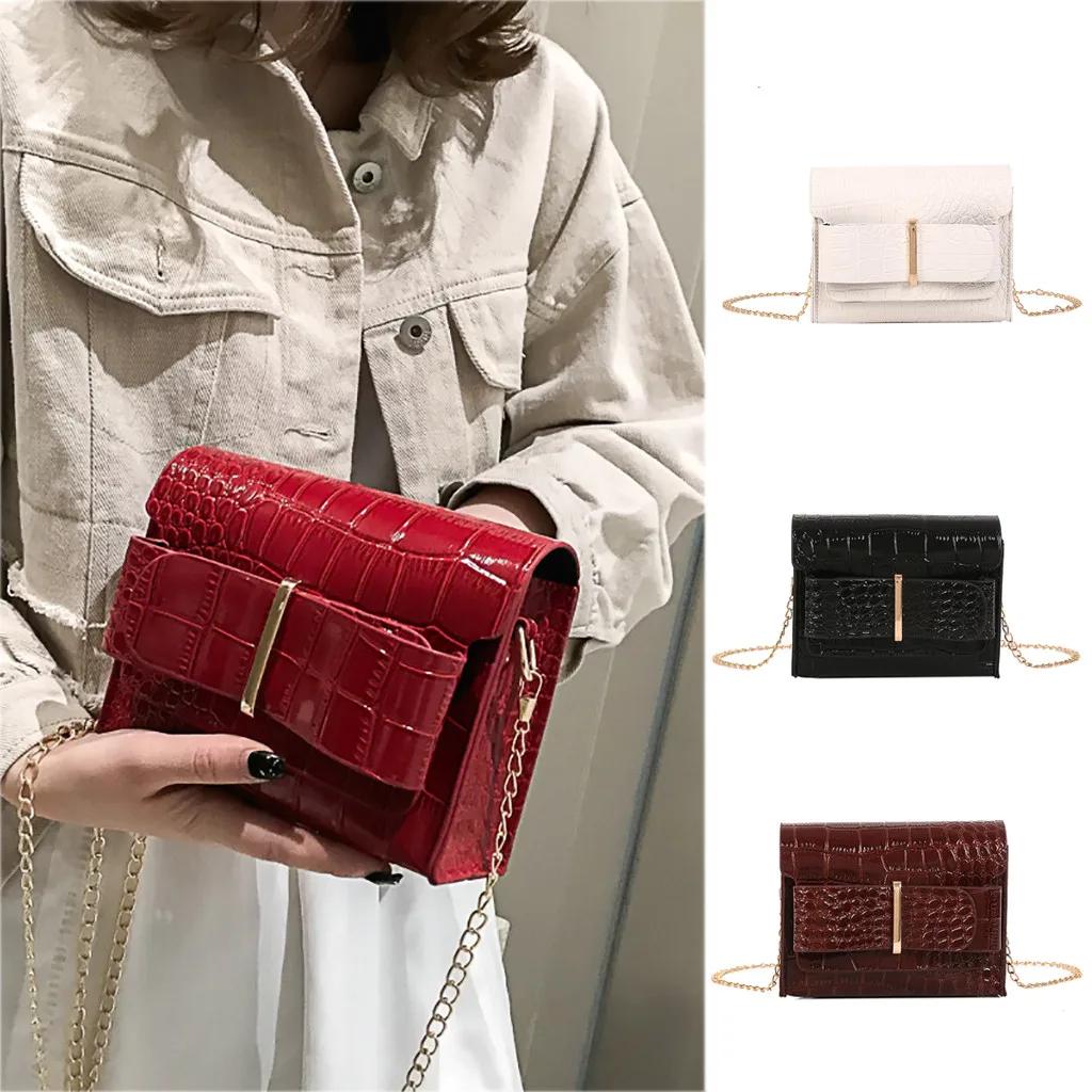 Crocodile Pattern Crossbody Bags For Women Small Chain Handbag small bag PU Leather Hand Bag Ladies Designer Evening Bags