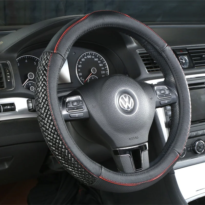 

Car Steering Wheel Cover Top Layer Leather Four Seasons Universal Non-slip Wear-resistant Car Steering Wheel Protector Cover