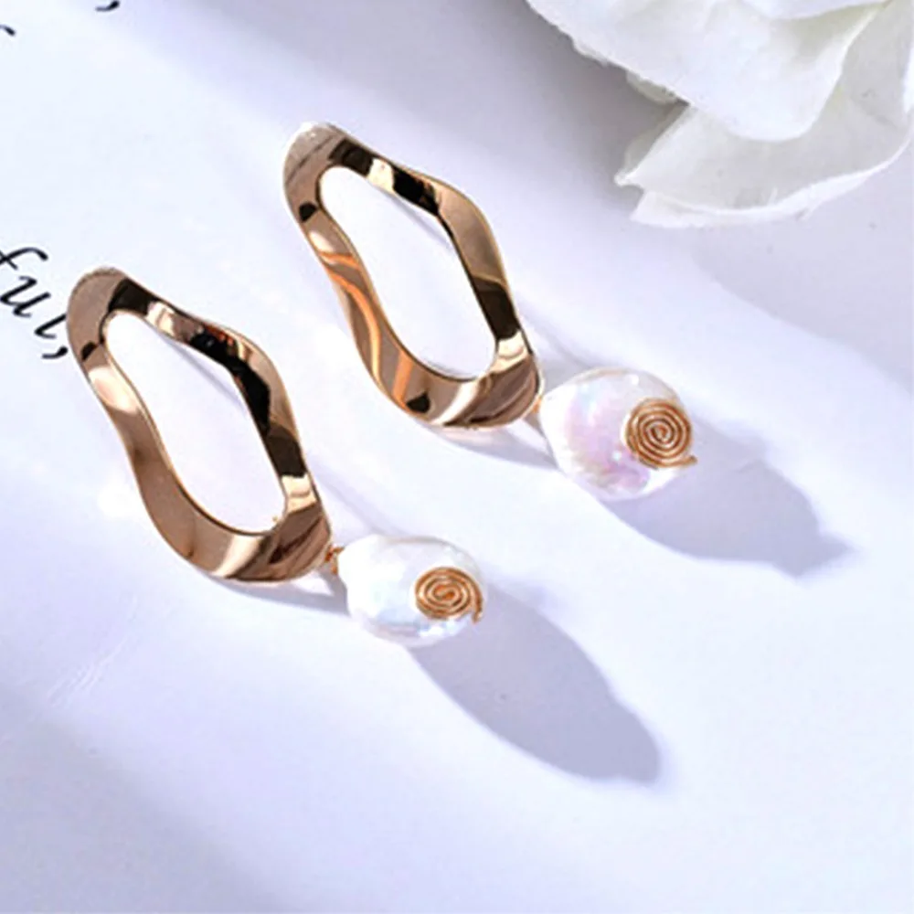 

100% Freshwater Pearl Stud Earrings Baroque pearl Mother's Day Mother Gift Earrings
