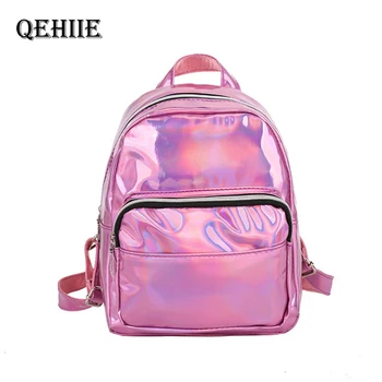 

Children's Cute Mini Pink Backpacker Leather Small Holographic Designer Backpack Fashion Casual Travel Bookbag For Teenage girl