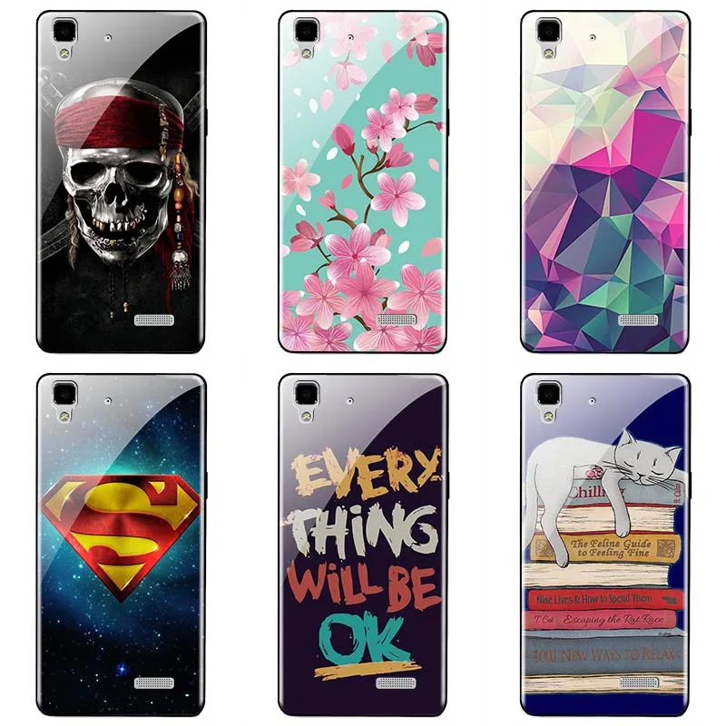 For OPPO R7 Tempered Glass cases fashion style cellPhone Case Cover Floral colorful painting Back cover |