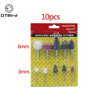 

10Pcs/Set Cylinder Bullet Head Abrasive Rotary Tools Cutting Grinding Head Set 3mm 6mm Shank For Polishing Machine