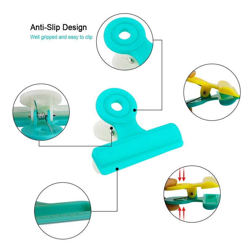 Bag Clips 8Pcs/lot Multifunction Fresh Food Photo File Assorted Colors Air Tight Seal Grip for Kitchen