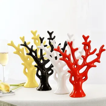 

Holiday Gift Desktop Furnishing Articles Ceramic Yellow Black White Red Color Decorative Trees Chinese Style Rich Tree Coral