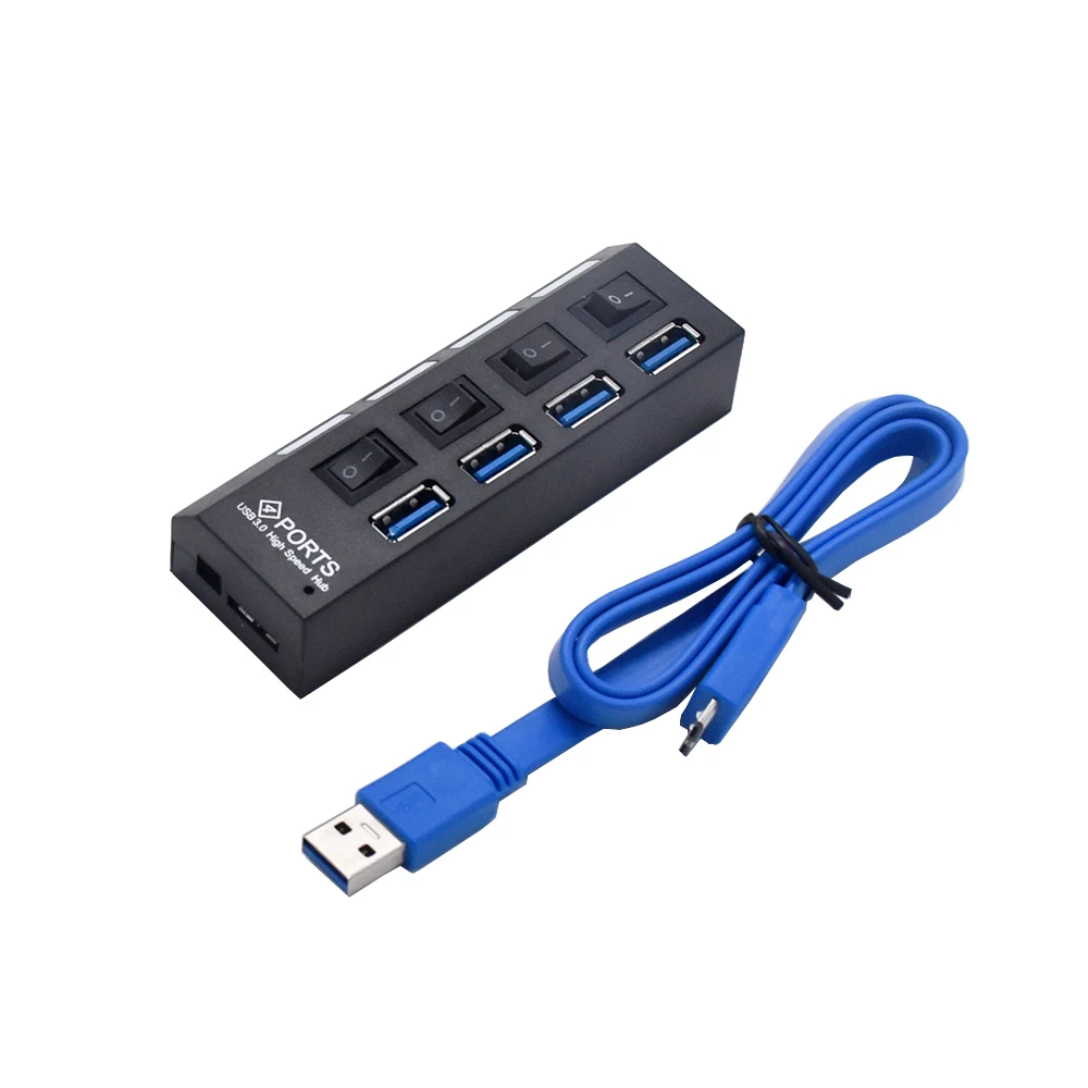 USB 3,0 хаб Mutil концентратор usb-порт 5 Гбит/с 4 порта мини USB разветвитель с независимым переключателем USB считыватель концентраторов
