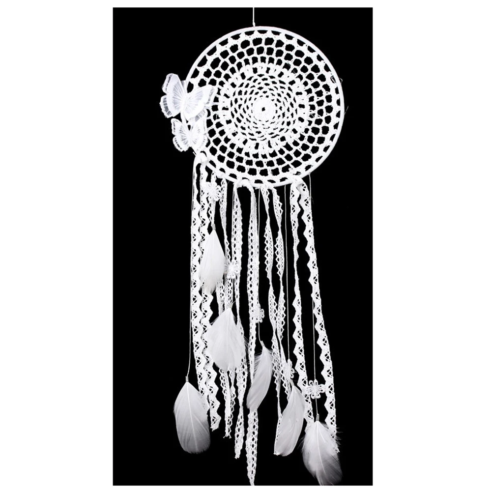 

Practical Boutique Dream Catcher White Feather White Butterfly Side 1 circle Dreamcatcher Wall Hanging Decoration Ornament Gift